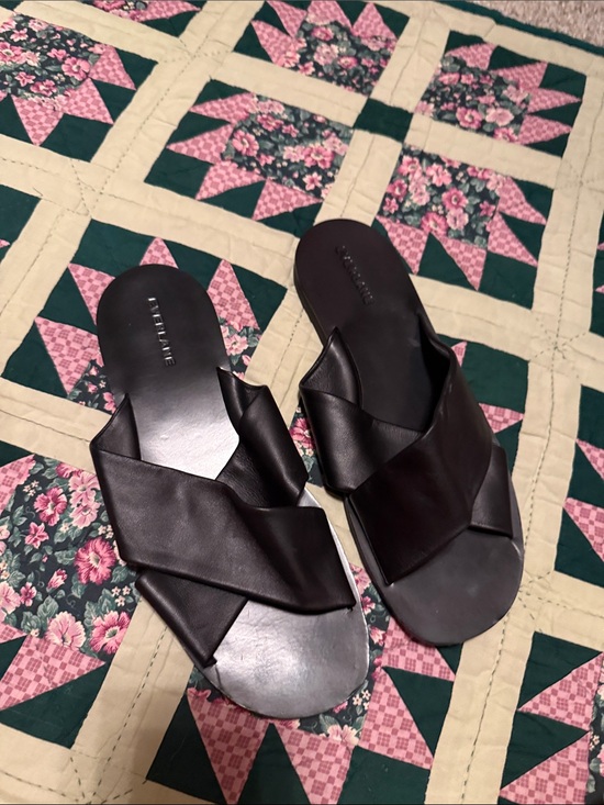 Everlane Shoes - Everlane Black Leather Cross-Band Slide Mules